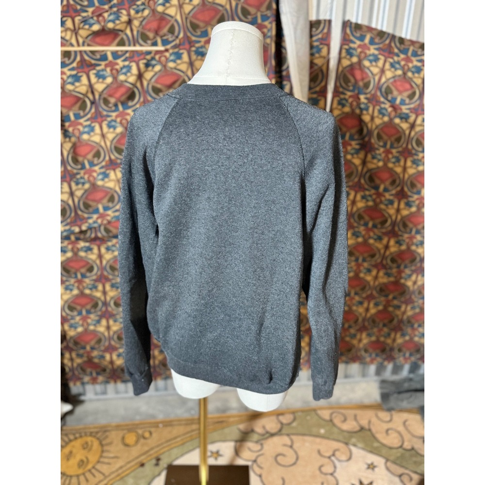 Vintage ABC Cross Stitch Graphic Sweatshirt Crewneck Pullover‎ Top Gray Large - Picture 4 of 4